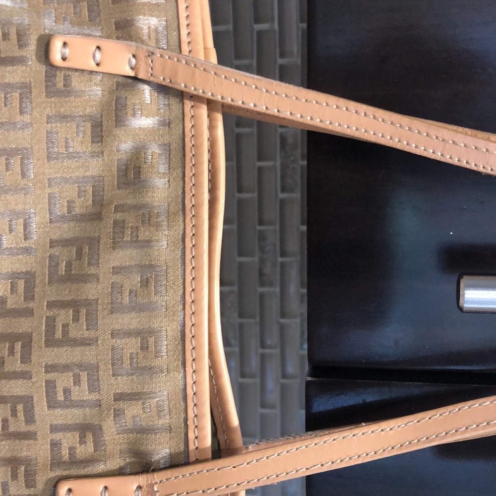 FENDI ZUCCHINO CANVAS tote beige material with Fendi logo rare find - Picture 11 of 16